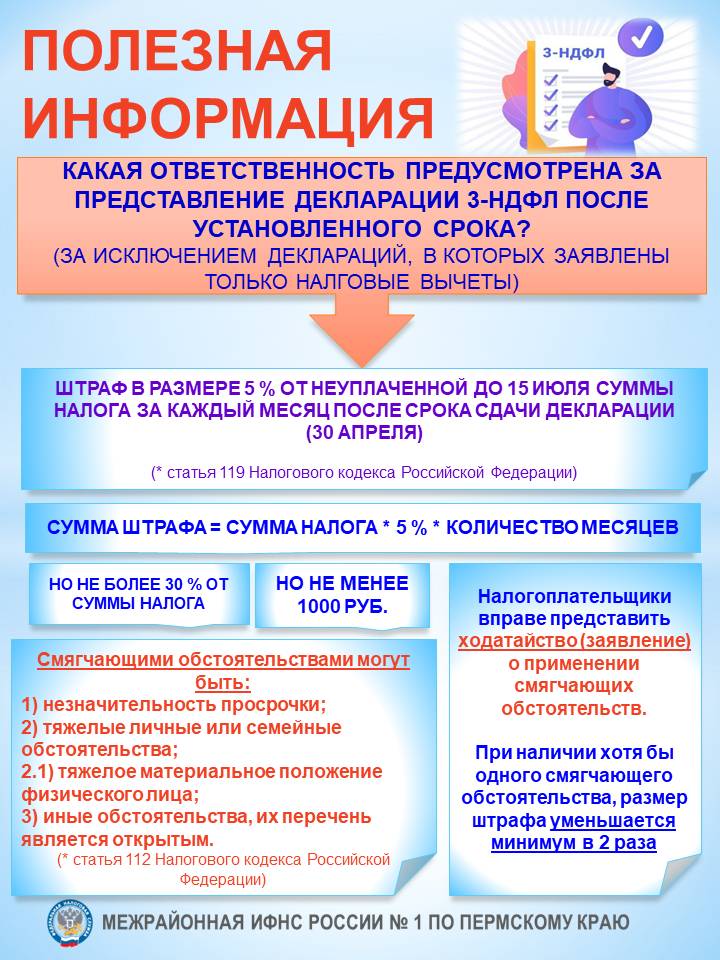 Налоговая декларация после срока — применение смягчающих обстоятельств
