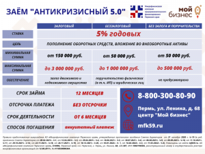Предприниматели Пермского края смогут брать льготные госкредиты под 5%